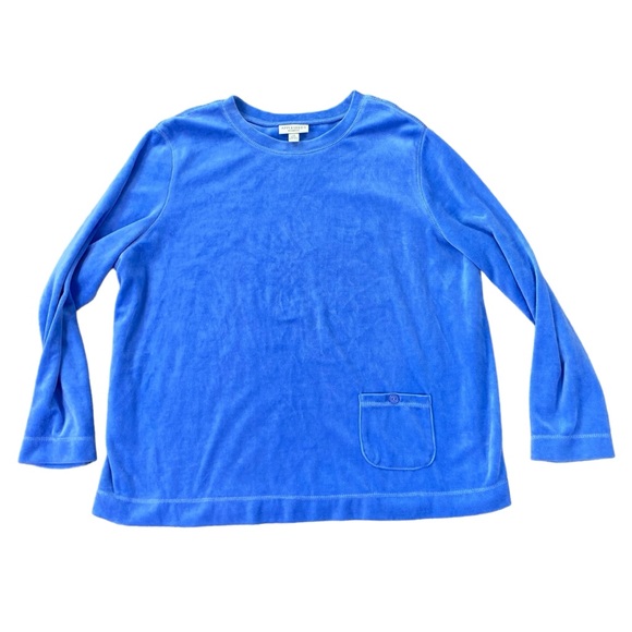 Woman’s Appleseed’s light blue velvet sweatshirt size 2X - Picture 1 of 4